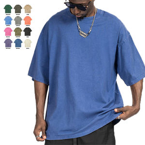 Camiseta de manga corta de doble capa con lavado ácido y logotipo personalizado para hombre - Product Image 4