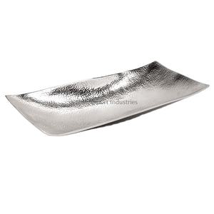 Plateau de service rectangulaire en métal fini argent plateau de service à thé et café pour ustensiles de cuisine et fournitures de restaurant à la maison - Product Image 2