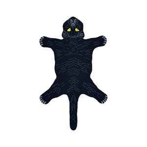 Hand-Tufted Black Panther Wool <b>Rug</b> <b>Animal</b> <b>Skin</b> Shape Faux Pelt Area Carpet Modern Tiger Leopard Silhouette Floor Mat - Product Image 4