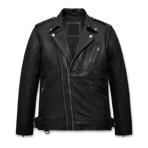 Blousons en cuir pour hommes, style motard classique, véritable cuir, streetwear tendance, blousons de moto, fournisseur en gros OEM - Product Image 1