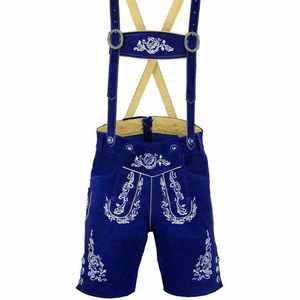 Pantalones Cortos de Cuero Lederhosen Azules Premium para Oktoberfest, Tallas Europeas 46 a 60 - Product Image 6