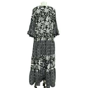 Vestido Maxi de Algodón con Estampado Floral para Mujer, Estilo Boho, Manga 3/4, Cuello Redondo, Vestido Casual - Product Image 3