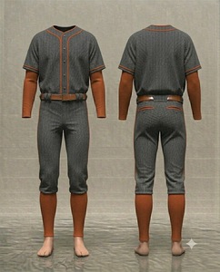 Conjunto de Uniforme de Béisbol para Hombre, Gris a Rayas, Jersey de Manga Corta, Pantalones con Cinturón, Corte Regular con Bolsillos, Ropa para Todas las Temporadas - Product Image 1