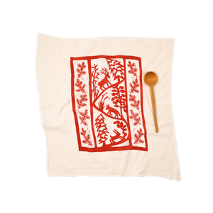 Affordable Vintage Wash <b>Cloth</b> Red Hand Block Printed Cotton <b>Kitchen</b> Towel Square Red Animal Print Eco Friendly Printed Design - Product Image 1