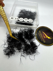 Extensions de cils 3D en volume, 0,1 mm, 12 mm, pré-fabriquées, en fibres synthétiques faites à la main, pour salons de cils professionnels (vente en gros) - Product Image 1
