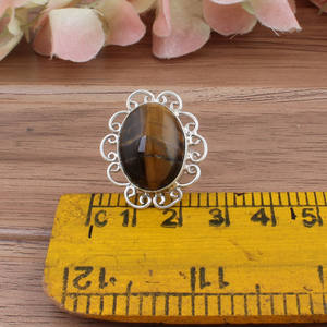 Bague signet en argent sterling 925 pour femme, œil de tigre naturel, sertie clos, pierre précieuse brune artisanale, protection motard, vente en gros - Product Image 3