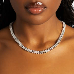Luxury VVS Moissanite Tennis Necklace 925 Sterling Silver <b>Iced</b> <b>Out</b> Designer Link Necklace for Women - Product Image 4