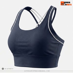 Soutien-gorge de sport DAPHNIA pour femme, couleur unie, dos croisé, col rond, maintien moyen, respirant, haute qualité, pour yoga et entraînement - Product Image 3