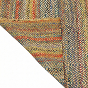 Tapis en laine tufté à la main géométrique multicolore, écologique, antidérapant, bleu rouille, moutarde, olive, pour salon - Product Image 5