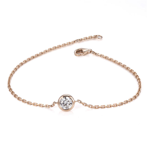 Bracelet chaîne à maillons délicats en or blanc 14K avec diamant de laboratoire CVD rond de 0,5 ct (5 mm) EF-VVS serti clos, idéal pour le quotidien - Product Image 4