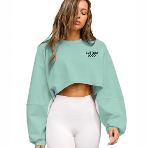Sudadera Corta Holgada con Logotipo Personalizado para Mujer, Ropa Deportiva Informal para Fitness, Yoga y Entrenamiento - Product Image 1