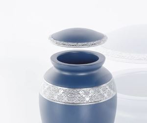 Blue Metal Customized Cremation Urn Adult Ashes Jar American Style <b>Memorial</b> <b>Keepsake</b> Vessel Handmade Durable - Product Image 1