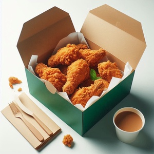 Custom Logo Printed Fried Chicken Box Kraft Paper Food Packaging for French Fries and Fast Food - Product Image 3