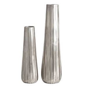 Florero Moderno de Metal Plateado Martillado, Elegante Centro de Mesa Decorativo de Aluminio para Sala de Estar, Oficina y Bodas - Product Image 3