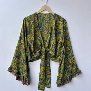 Top de seda estilo bohemio indio para mujer, blusa tipo tank top para vacaciones de verano - Product Image 1