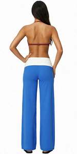 Conjunto de leggings de cintura doble para mujer, pantalones de yoga de pierna ancha y conjunto de sujetador deportivo, conjunto de yoga de 3 piezas para mujer con cintura en contraste blanco - Product Image 3