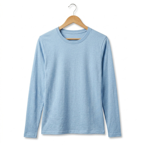 Wholesale Unisex Women's Summer Breathable Casual <b>Plain</b> 100% Cotton Jersey T-Shirts Custom Printing Long Sleeve - Product Image 5