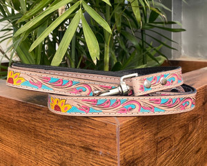 Correa de perro de 2cm-2,5 cm de ancho duradera personalizable para caminar al aire libre, correas de entrenamiento de perro personalizadas de cuero genuino - Product Image 3