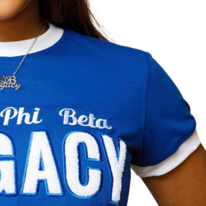 เสื้อยืด Zeta Phi Beta Legacy Blue Chenille สำหรับผู้หญิง ปักลายสมาคมนักศึกษาหญิง ดีไซน์ทันสมัย สวมใส่สบาย เนื้อผ้านุ่มพรีเมียม - Product Image 3