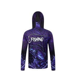 Wholesale Custom Fishing Hoodies UPF 50+ Sun Protection Long Sleeve Moisture Wicking Sublimation Fishing Apparel OEM ODM - Product Image 2