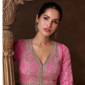 Vestido de trabajo pesado real Georgette con bordado de secuencia Stich - Product Image 3