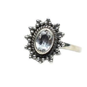 Élégante bague ovale en argent sterling 925 avec topaze bleue, style bohème, sertie clos, pour fiançailles et mariage - Product Image 4