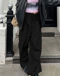 Nouveau pantalon cargo parachute pour femme, coupe large, en coton tissé, élastique, tendance, très écologique, coupe-vent, pour le travail et le sport, pour le dropshipping - Product Image 4