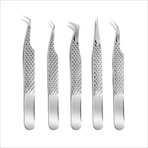 Pinces à cils professionnelles en acier inoxydable, courbées, à pointes angulaires, pour extensions de cils, volume, 90 degrés - Product Image 6