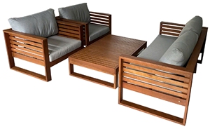 Ensemble de canapé moderne en bois d'eucalyptus massif avec coussins profonds pour cour intérieure, hôtels, parcs et villas - Product Image 6