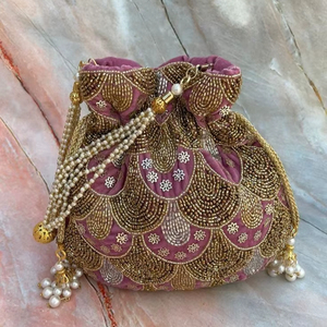 Bolso de terciopelo Zardosi con cuentas para mujer, cartera de mano para boda, bolso de noche con cordón, bolso de fiesta étnico, el mejor proveedor - Product Image 1