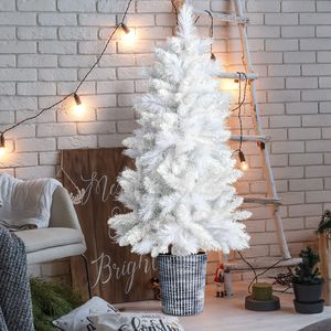 Albero di Natale Artificiale Bianco da 120 cm con Supporto, 200 Rami, Pino Natalizio in Vaso, Pianta di Seta per Decorazioni Natalizie Casa e Ufficio - Product Image 5