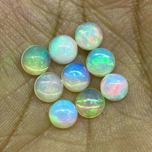 Opale d'Éthiopie naturelle chatoyante, cabochon rond 6mm 7mm, pierres précieuses en vrac, lot, prix de gros, pour la fabrication de bijoux - Product Image 6