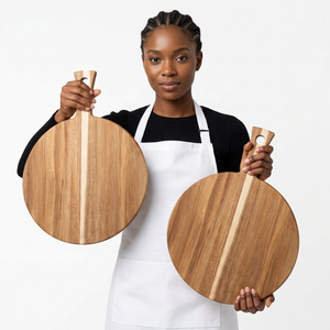 Planche à découper en bois d'acacia de 1,5 cm d'épaisseur avec poignée pour servir, planches à découper de cuisine, pizza, pain, fromage, charcuterie, fruits, légumes - Product Image 4