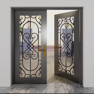 Puerta de Entrada de Hierro Forjado Premium con Estilo Moderno Decorativo para Diseños de Entrada Frontal Exterior de Lujo, Diseño Elegante - Product Image 3