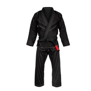 Kimono de karaté noir 100% coton 380g séchage rapide unisexe adulte coupe classique uni teint uniforme d'arts martiaux - Product Image 1