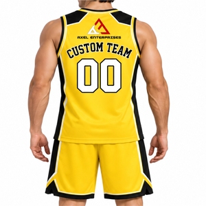 Ensemble d'uniformes de basketball personnalisés pour les sports d'équipe, maillot de basketball sans manches, short de basketball assorti, design col rond - Product Image 3