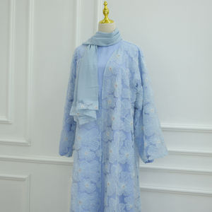 NEW Luxury Dubai Abaya 3D Lace Floral Embroidery <b>Dress</b> Robe Matching Hjiab Pearl Beaded <b>Cardigan</b> Muslim Women Modest <b>Dresses</b> - Product Image 4