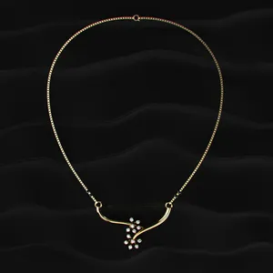 Pendentif Mangalsutra en diamant CVD de laboratoire taille ronde motif floral, couleur D-E, clarté VVS-VS, certifié IGI, or, pour fiançailles et mariage, Inde - Product Image 2