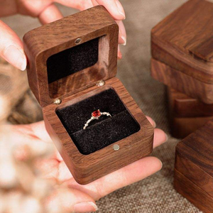 Custom Wood Ring <b>Box</b> Packaging Walnut Luxury Gift Ring Case 3inch Boxing Ring <b>Wedding</b> <b>Box</b> by blossom craft india - Product Image 5