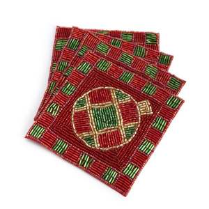 Premium Minimalist Bohemian Design <b>Beaded</b> Glass <b>Coasters</b> Non-Slip Base for Dining Table Handcrafted Premium Craftsmanship - Product Image 2