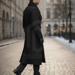 Modern Casual Wool Overcoat for <b>Men</b> Comfortable Winter <b>Jacket</b> with <b>Fur</b> Trim Breathable Design Refined Style Wholesale - Product Image 4