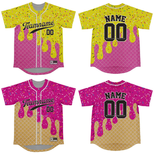 Ensemble de maillots de baseball personnalisés en gros pour équipes, tenue de sport par sublimation, uniforme de club de baseball avec motif crème glacée - Product Image 2