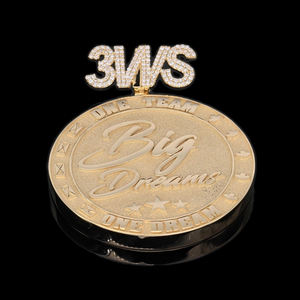 Colgante 3WS Big Dreams, Chapado en Oro de 14K, Diamante Natural de Corte Brillante Redondo, Certificado IGI, Joyería Unisex Estilo Hiphop - Product Image 4