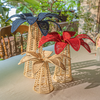 Porte-bougie tropical moderne et créatif, design palmier, en osier fait main, décoration d'intérieur pour table à manger et fêtes