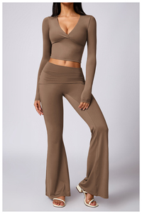 Plus Size Women's 2-Piece Active Wear Set High Waist <b>Flared</b> <b>Leggings</b> Sleeveless Active Stretch Spandex/Nylon Full-Length Yoga - Product Image 6