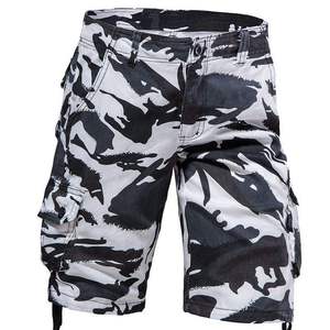 Shorts cargo mi-longs pour homme, taille mi-haute, 6 poches, en tissu peigné, imprimés et brodés, style camouflage, décontractés, grande taille, pour l'été et l'extérieur - Product Image 5