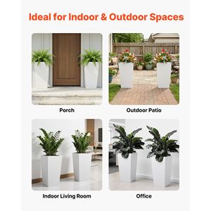 2 Pack 30-Inch Tall Indoor/Outdoor Modern Plastic Flower <b>Pots</b> <b>Large</b> Taper Planters with Raised Feature for Front Porch Garden - Product Image 6