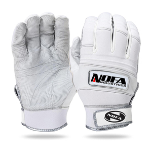 Guantes de Bateo de Cuero Personalizados en Negro/Blanco, Acolchados, con Cierre de Hebilla Ambidiestra, Tejido de Punto, para Entrenamiento de Béisbol para Adultos, en Varios Tamaños - Product Image 4