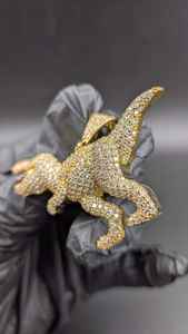 Colgante de Dinosaurio con Incrustaciones de Moissanita, Chapado en Oro con Plata 925, para Joyería Fina, Colgantes y Dijes - Product Image 5