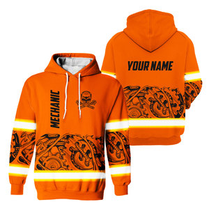 Sweat-shirts de sécurité haute visibilité réfléchissants à motif crâne de mécanicien, personnalisés par sublimation et patchwork, pour le travail - Product Image 1